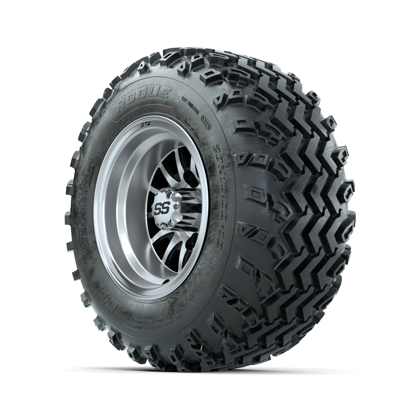 GTW Medusa Machined/Black 10 in Wheels with 20x10.00-10 Rogue All Terrain Tires Full Set