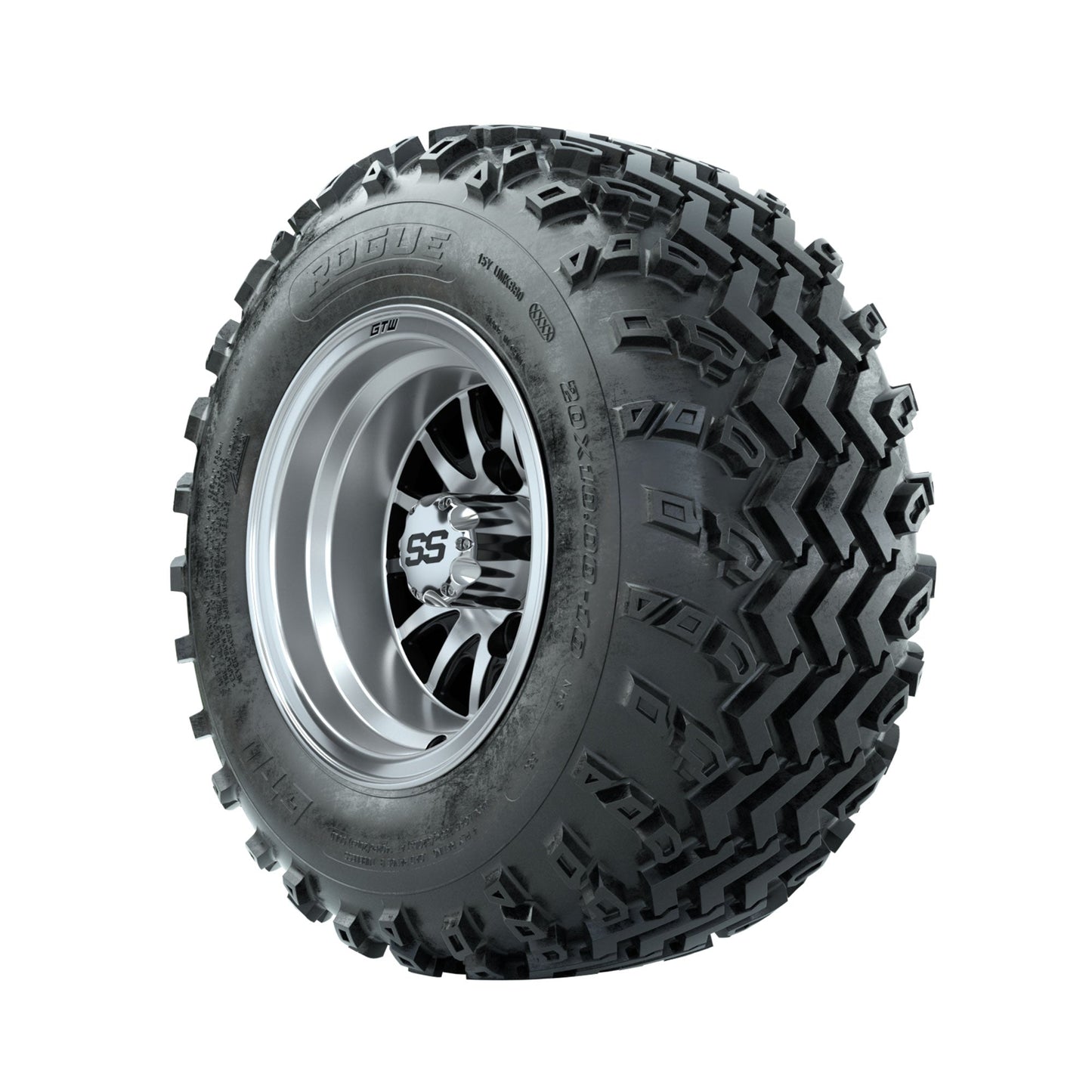 GTW Medusa Machined/Black 10 in Wheels with 20x10.00-10 Rogue All Terrain Tires Full Set