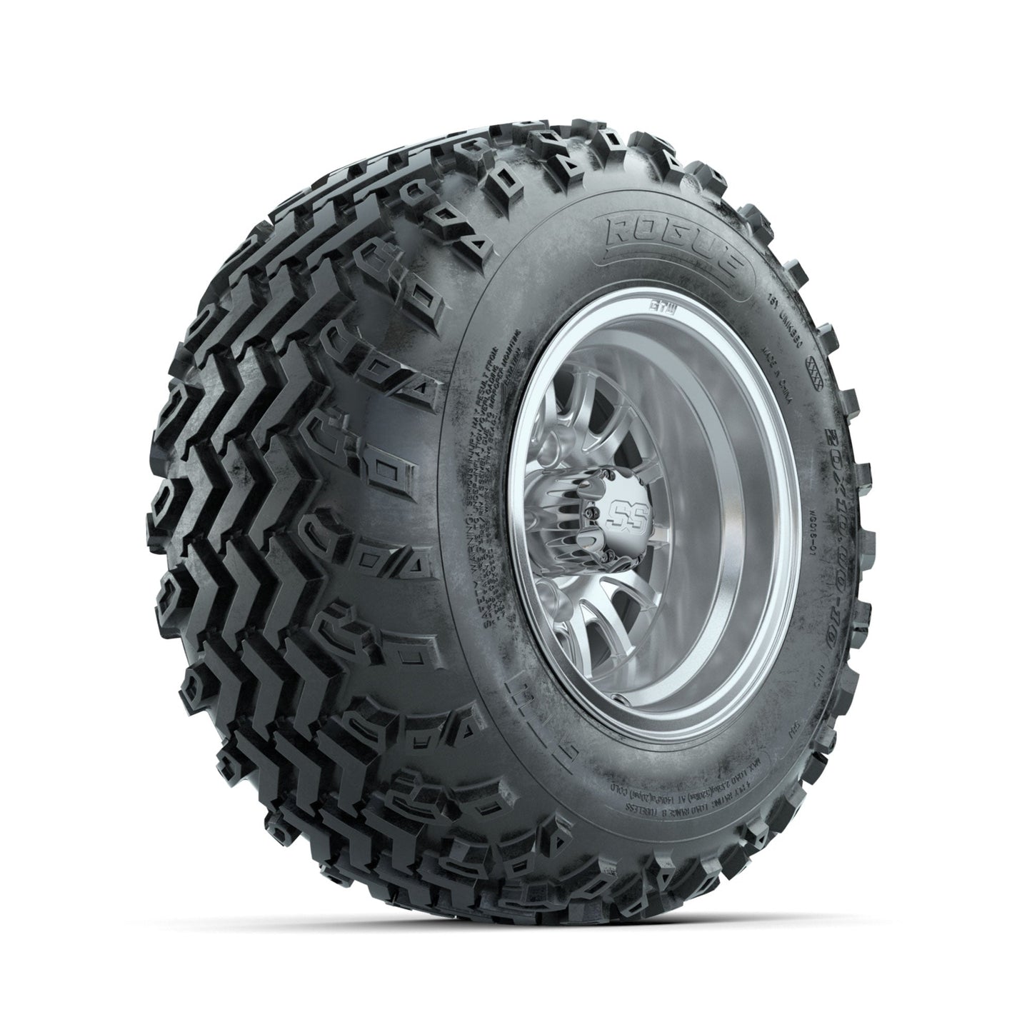 GTW Medusa Machined/Silver 10 in Wheels with 20x10.00-10 Rogue All Terrain Tires Full Set