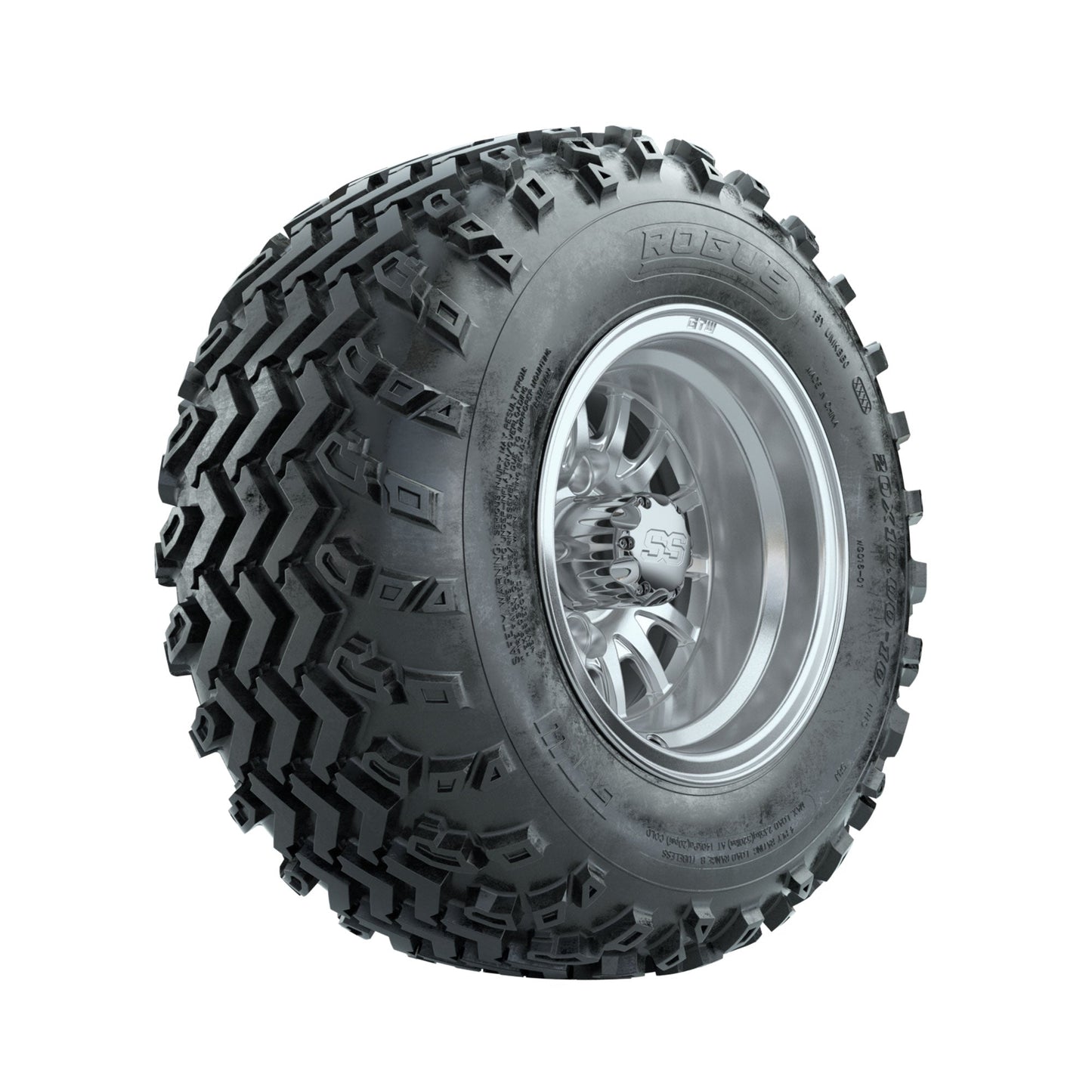 GTW Medusa Machined/Silver 10 in Wheels with 20x10.00-10 Rogue All Terrain Tires Full Set