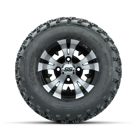 GTW Vampire Machined/Black 10 in Wheels with 20x10.00-10 Rogue All Terrain Tires Full Set