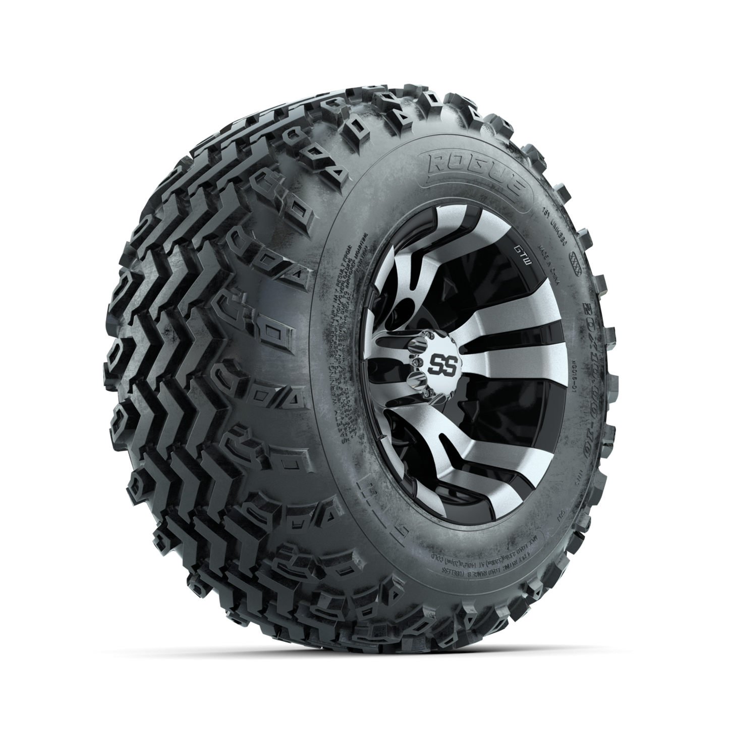GTW Vampire Machined/Black 10 in Wheels with 20x10.00-10 Rogue All Terrain Tires Full Set