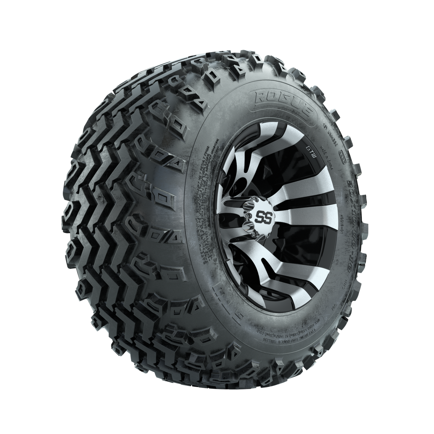 GTW Vampire Machined/Black 10 in Wheels with 20x10.00-10 Rogue All Terrain Tires Full Set