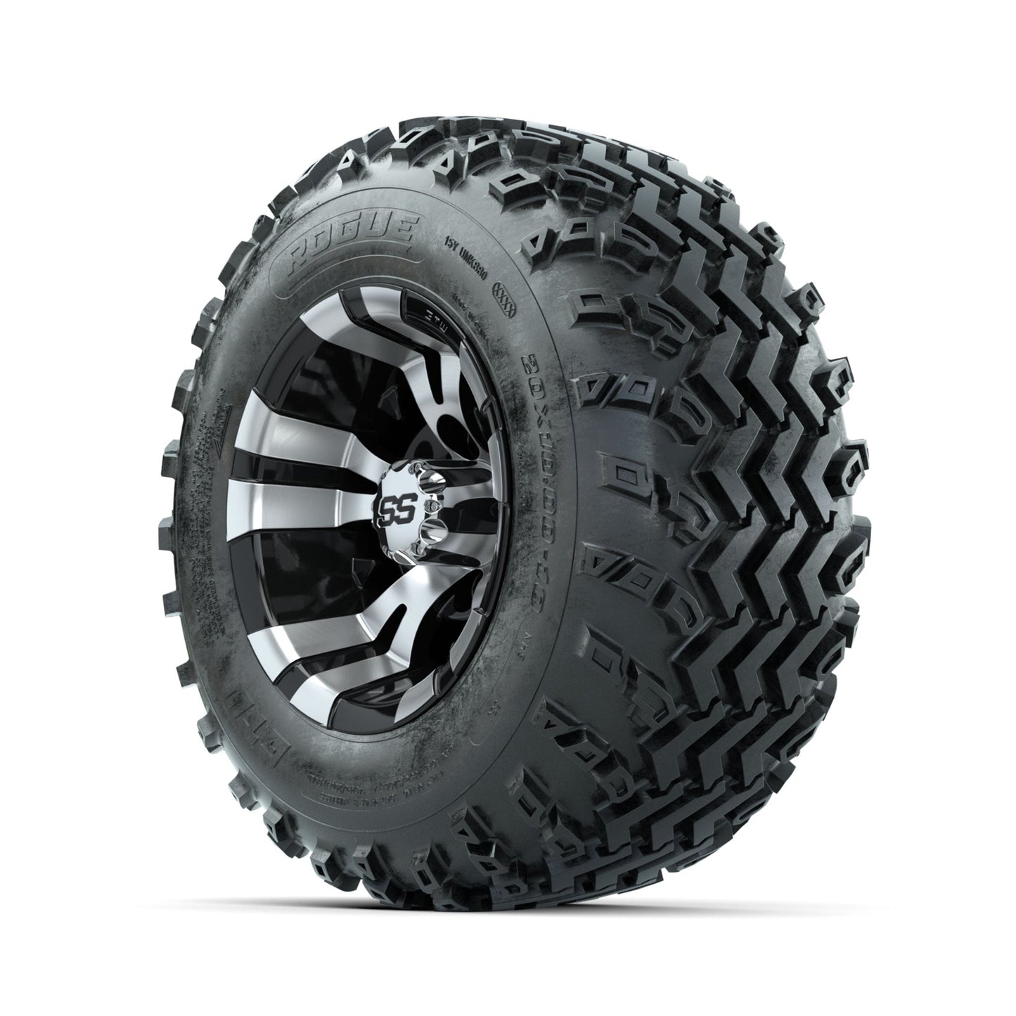 GTW Vampire Machined/Black 10 in Wheels with 20x10.00-10 Rogue All Terrain Tires Full Set