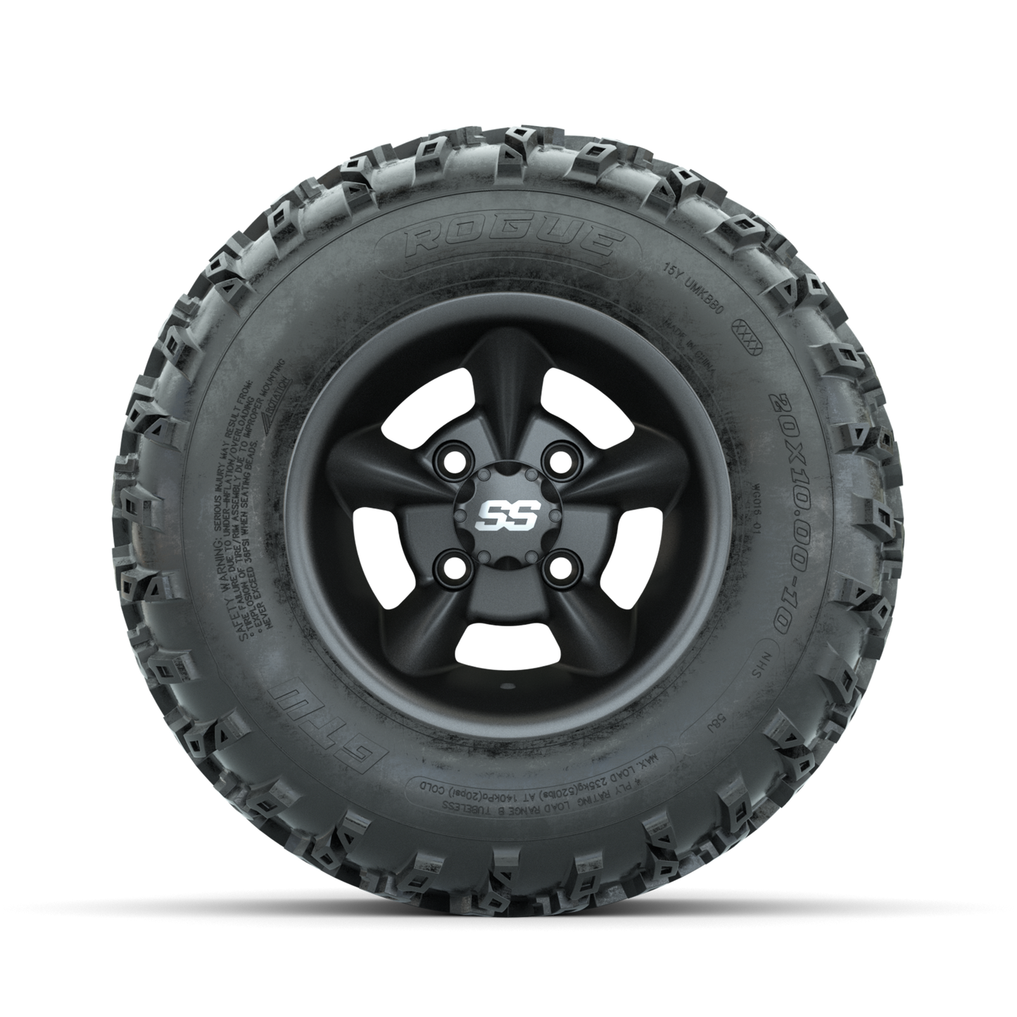 GTW Godfather Matte Grey 10 in Wheels with 20x10.00-10 Rogue All Terrain Tires Full Set