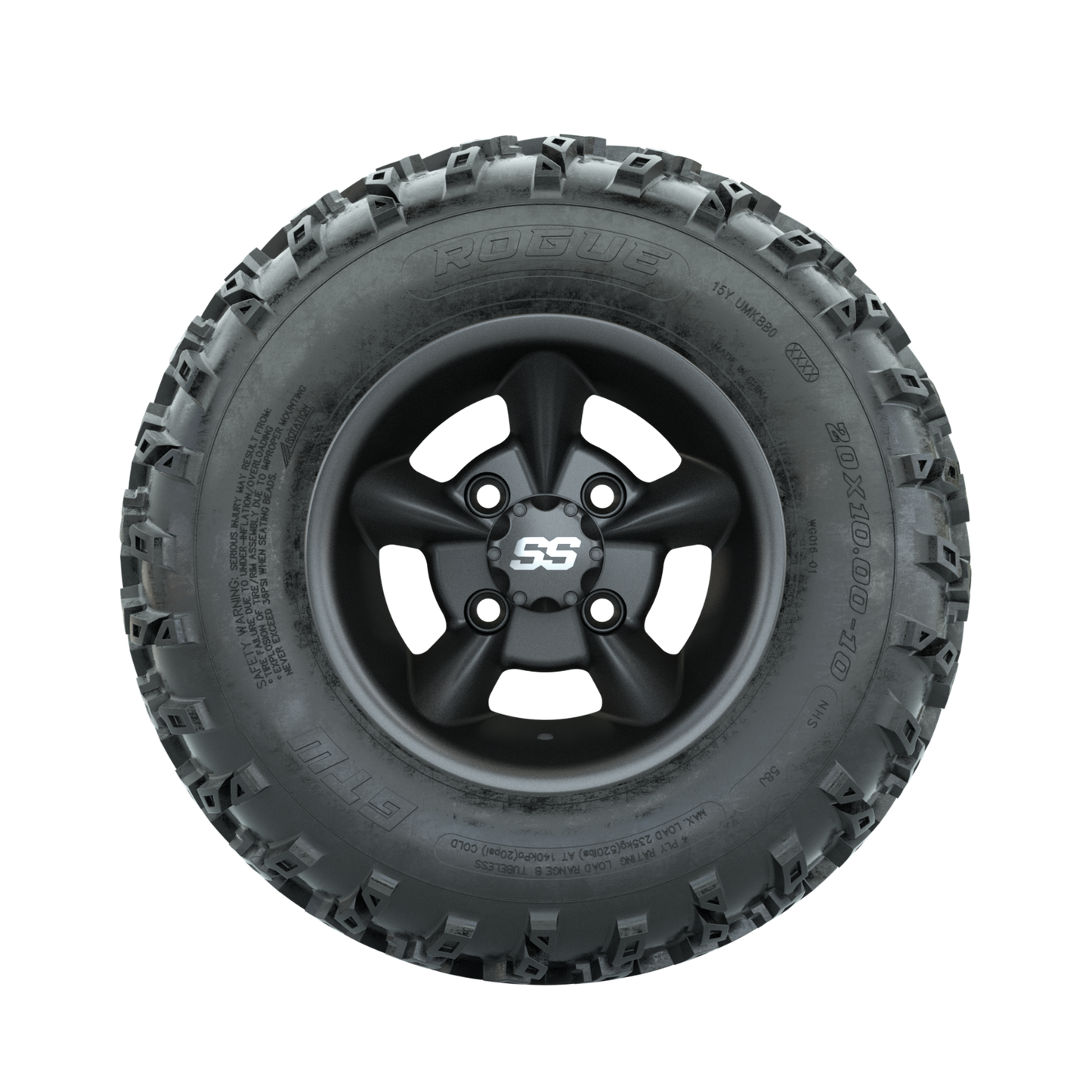 GTW Godfather Matte Grey 10 in Wheels with 20x10.00-10 Rogue All Terrain Tires Full Set