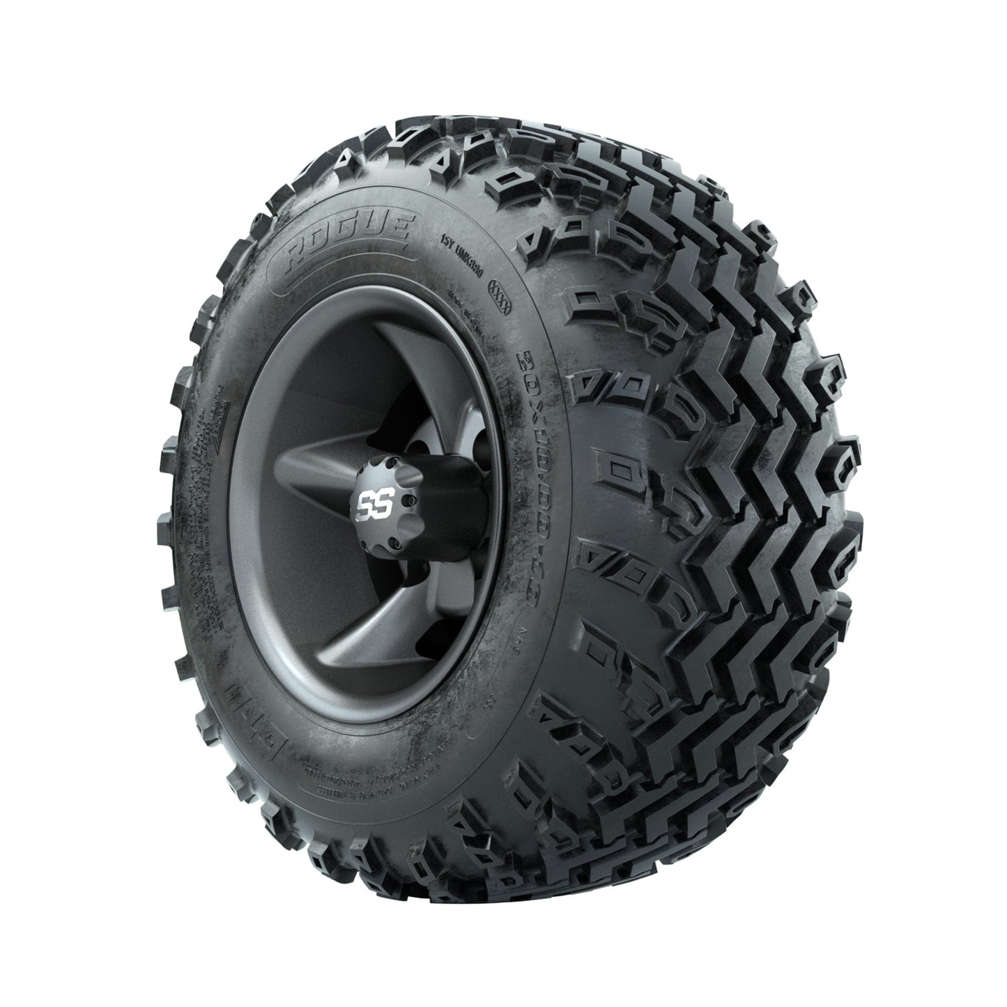 GTW Godfather Matte Grey 10 in Wheels with 20x10.00-10 Rogue All Terrain Tires Full Set