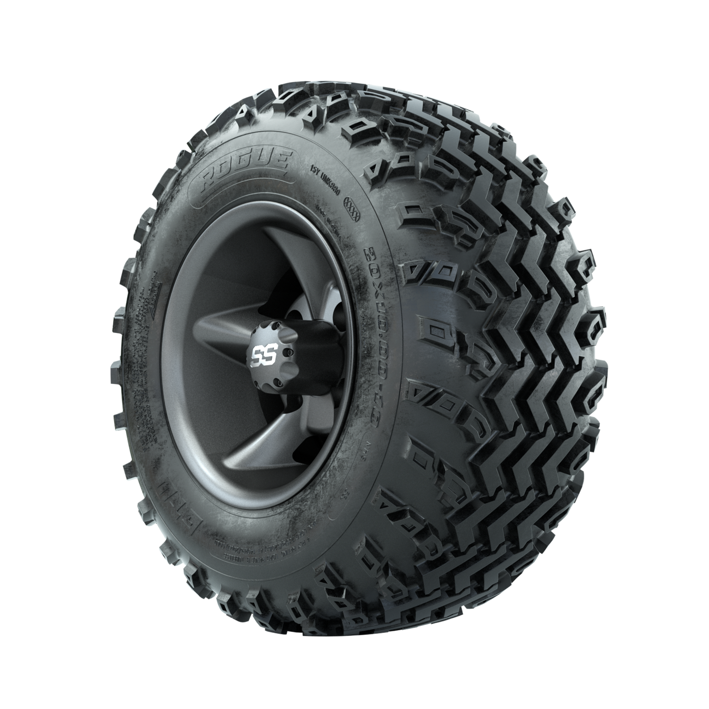 GTW Godfather Matte Grey 10 in Wheels with 20x10.00-10 Rogue All Terrain Tires Full Set