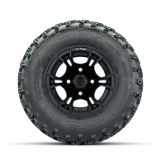 GTW Spyder Matte Black 10 in Wheels with 20x10.00-10 Rogue All Terrain Tires Full Set