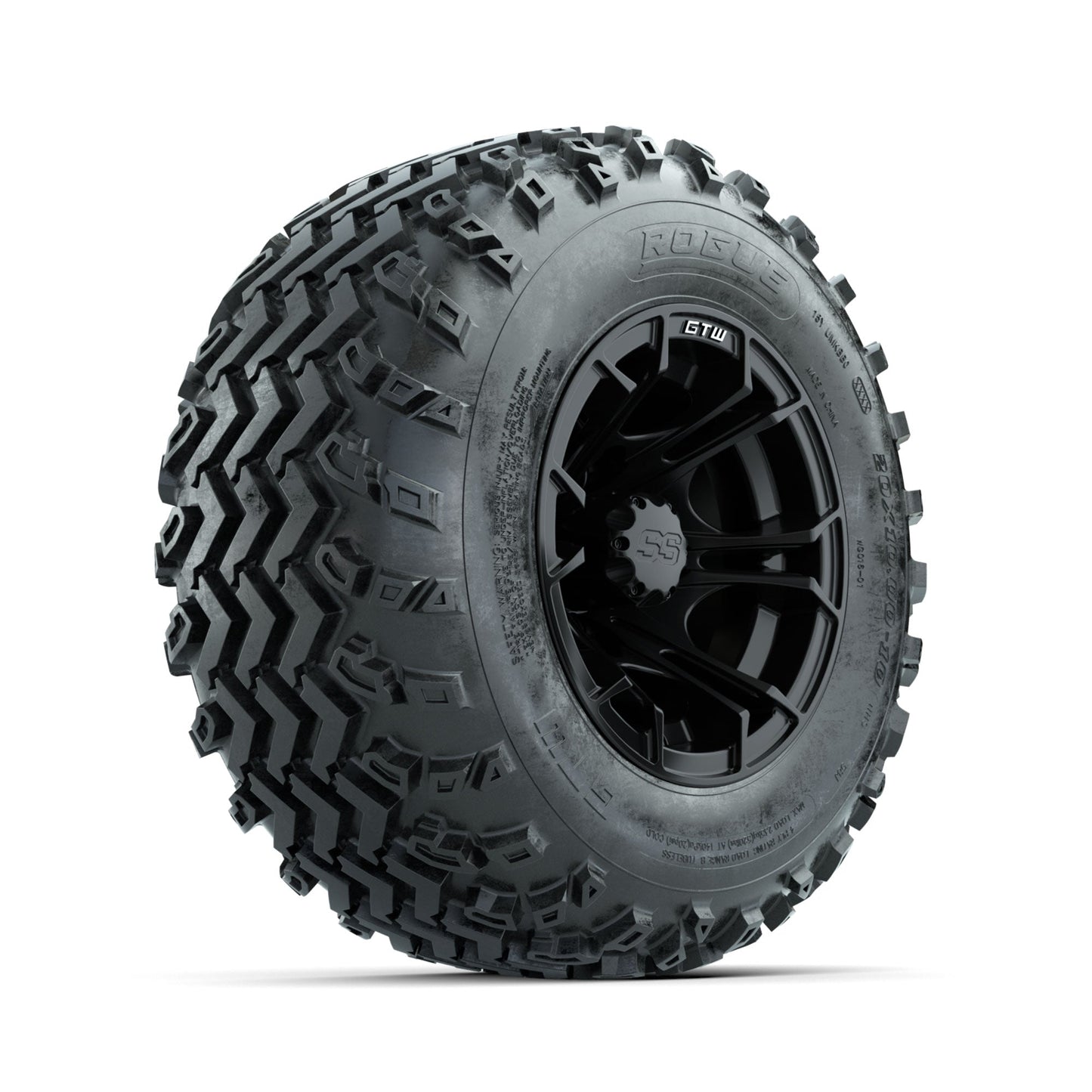 GTW Spyder Matte Black 10 in Wheels with 20x10.00-10 Rogue All Terrain Tires Full Set