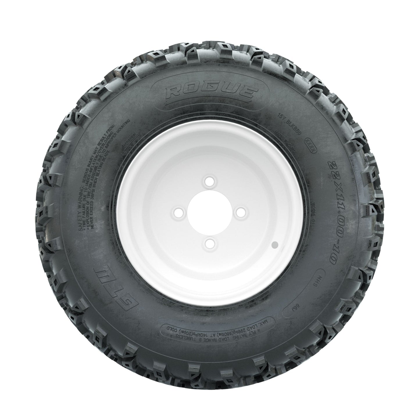 GTW Steel White 10 in Wheels with 22x11.00-10 Rogue All Terrain Tires Full Set