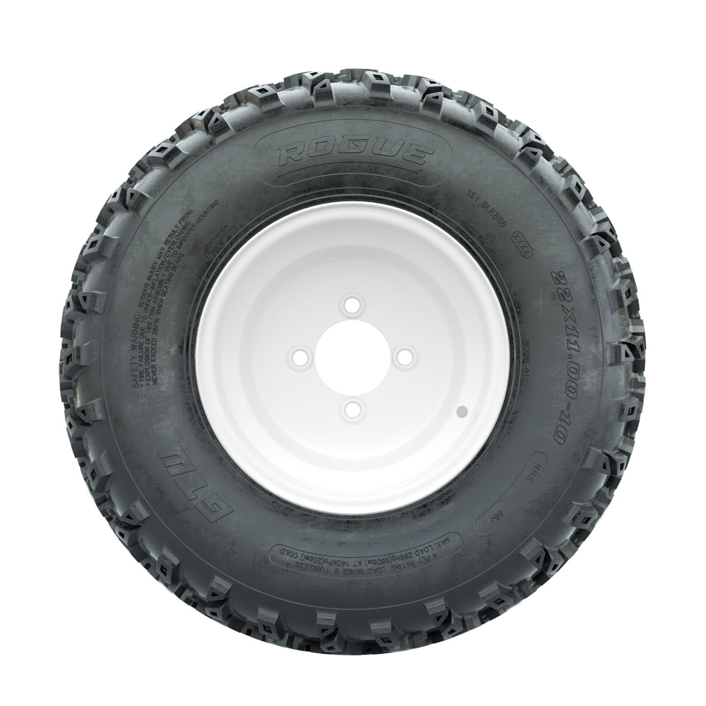 GTW Steel White 10 in Wheels with 22x11.00-10 Rogue All Terrain Tires Full Set