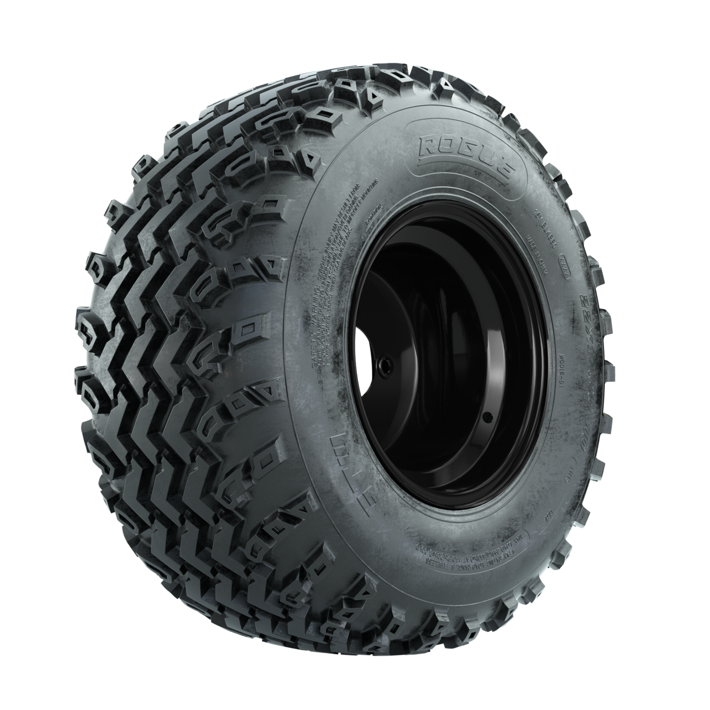 GTW Steel Matte Black 3:5 Offset 10 in Wheels with 22x11.00-10 Rogue All Terrain Tires Full Set