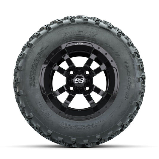 GTW Storm Trooper Black 10 in Wheels with 22x11.00-10 Rogue All Terrain Tires Full Set