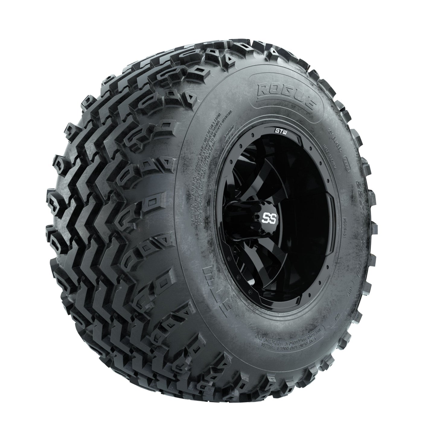 GTW Storm Trooper Black 10 in Wheels with 22x11.00-10 Rogue All Terrain Tires Full Set