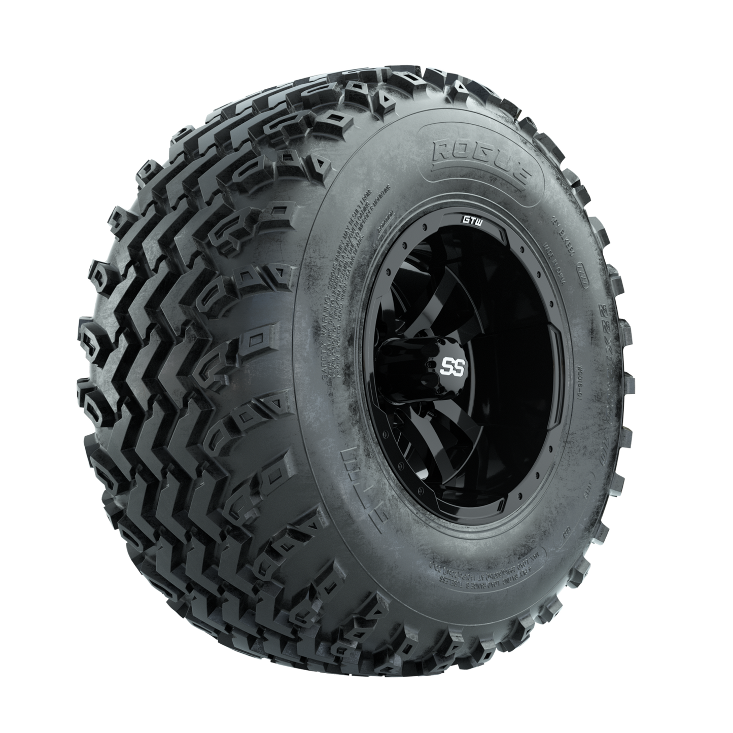 GTW Storm Trooper Black 10 in Wheels with 22x11.00-10 Rogue All Terrain Tires Full Set