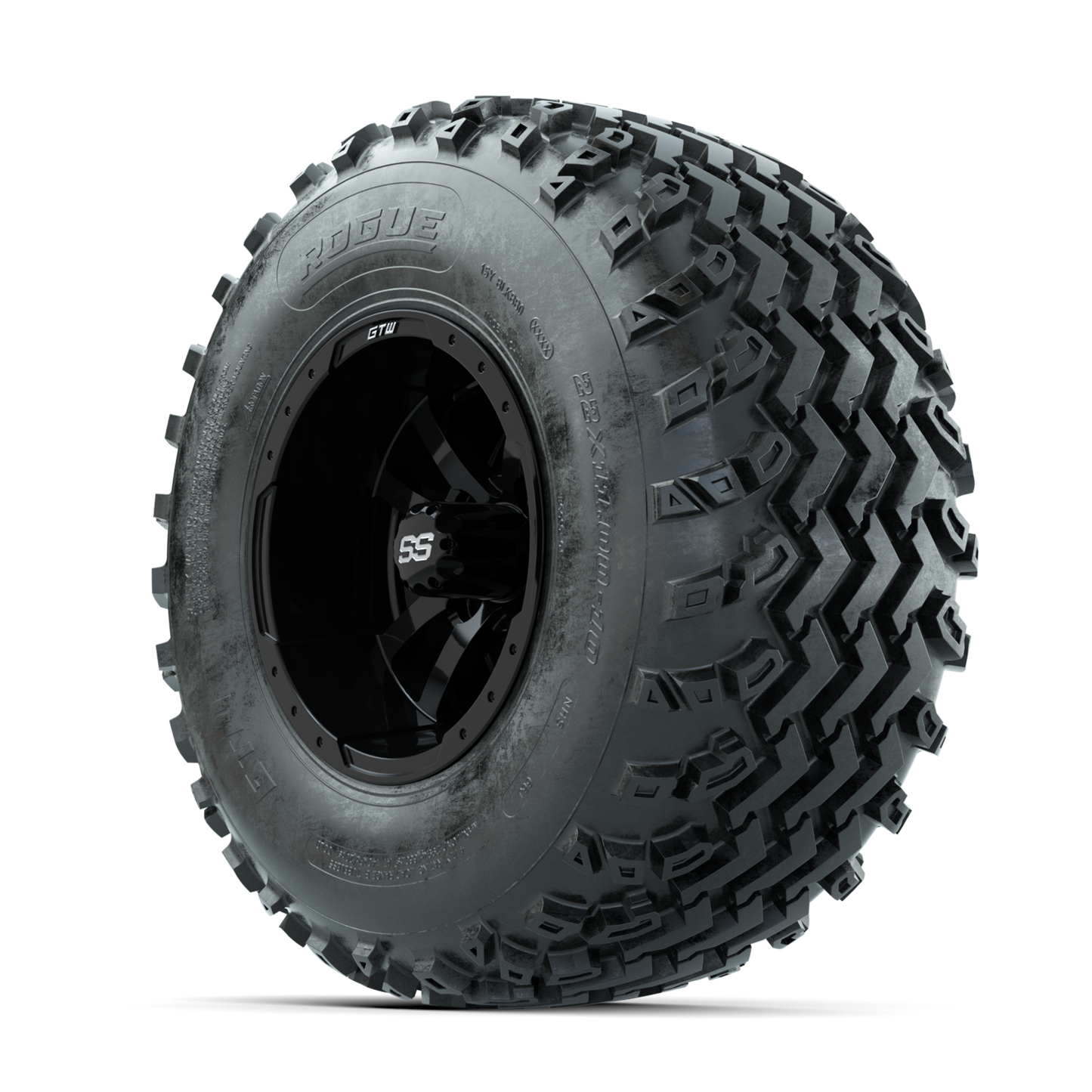 GTW Storm Trooper Black 10 in Wheels with 22x11.00-10 Rogue All Terrain Tires Full Set