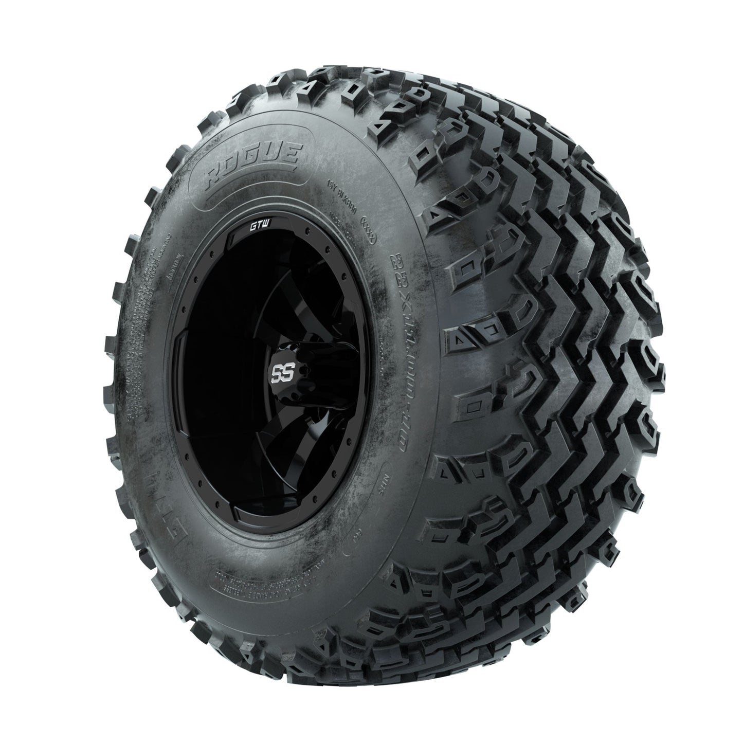 GTW Storm Trooper Black 10 in Wheels with 22x11.00-10 Rogue All Terrain Tires Full Set