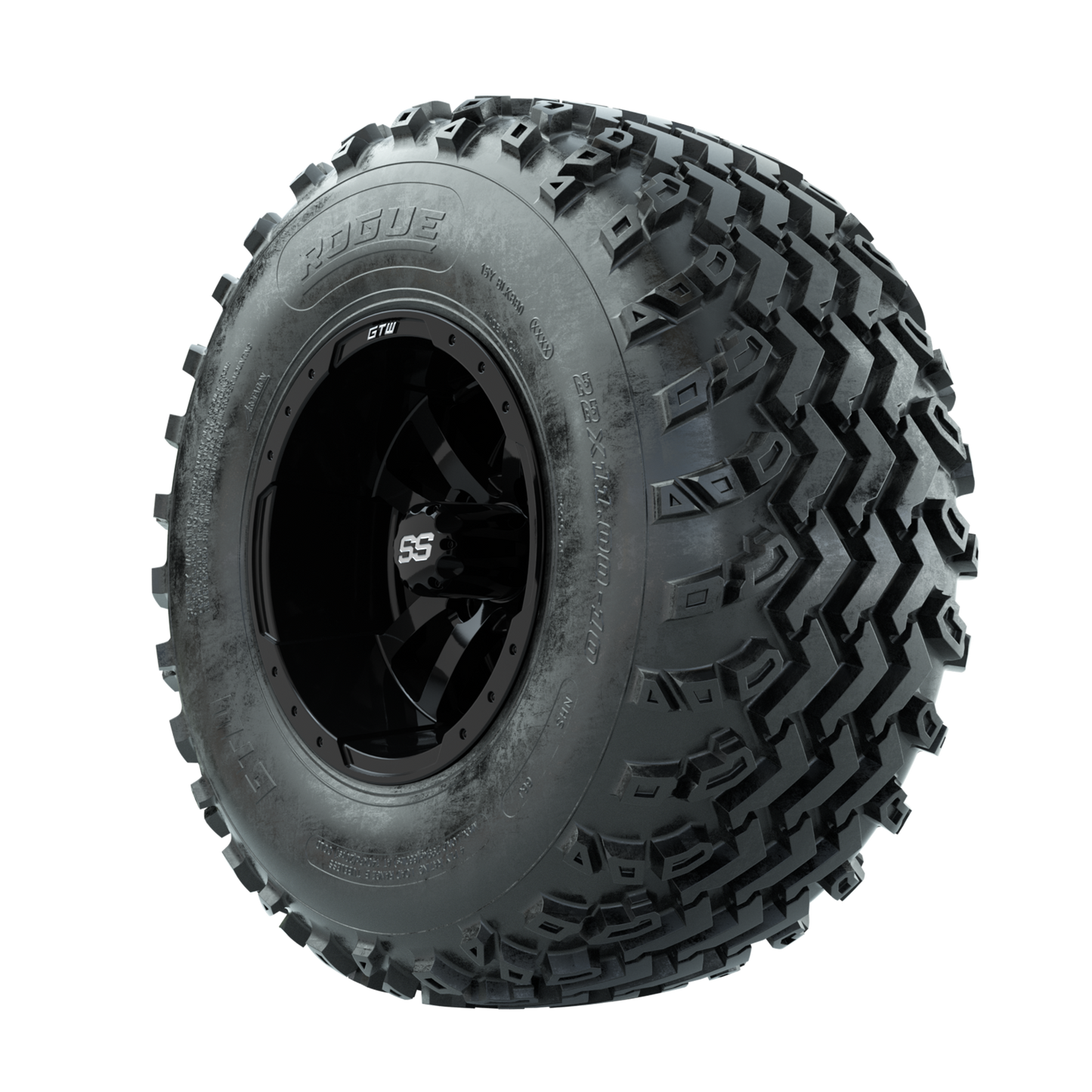 GTW Storm Trooper Black 10 in Wheels with 22x11.00-10 Rogue All Terrain Tires Full Set
