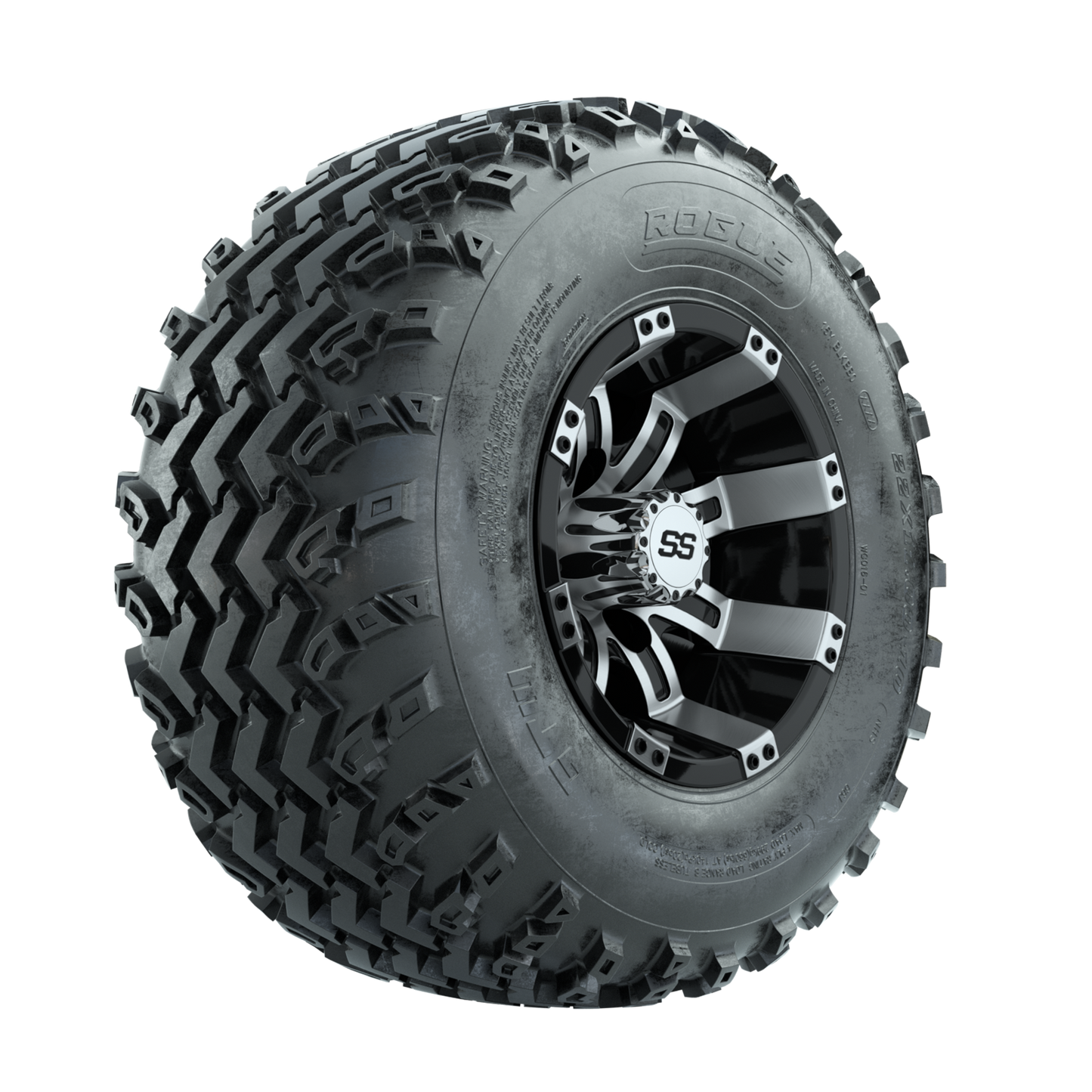 GTW Tempest Machined/Black 10 in Wheels with 22x11.00-10 Rogue All Terrain Tires Full Set