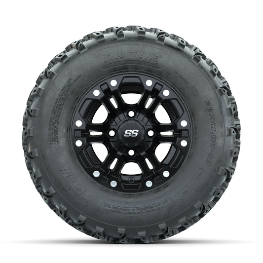 GTW Specter Matte Black 10 in Wheels with 22x11.00-10 Rogue All Terrain Tires Full Set