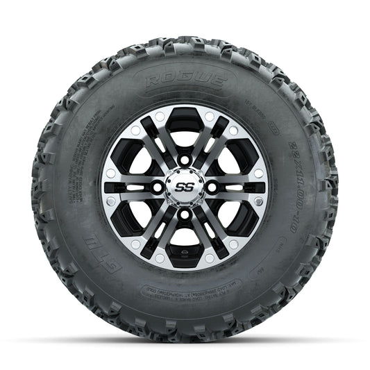 GTW Specter Machined/Black 10 in Wheels with 22x11.00-10 Rogue All Terrain Tires Full Set