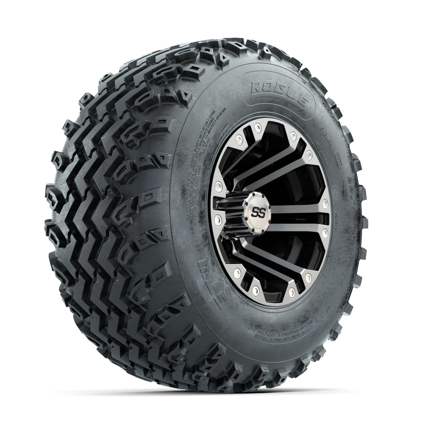 GTW Specter Machined/Black 10 in Wheels with 22x11.00-10 Rogue All Terrain Tires Full Set