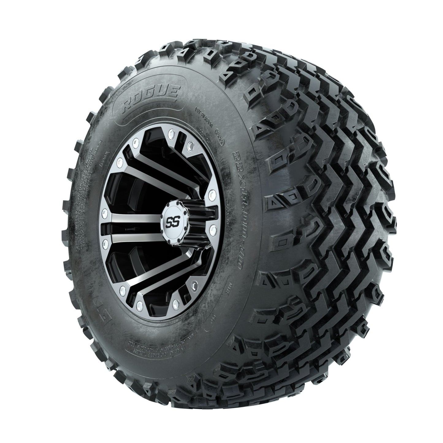 GTW Specter Machined/Black 10 in Wheels with 22x11.00-10 Rogue All Terrain Tires Full Set