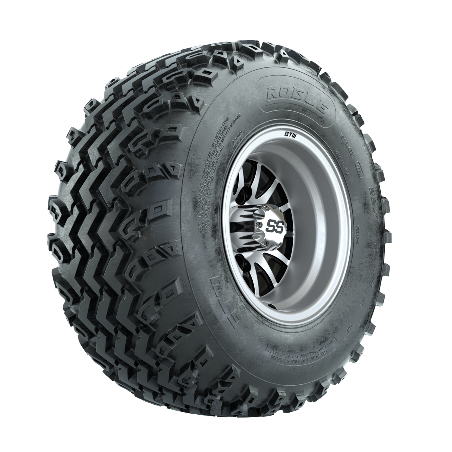 GTW Medusa Machined/Black 10 in Wheels with 22x11.00-10 Rogue All Terrain Tires Full Set