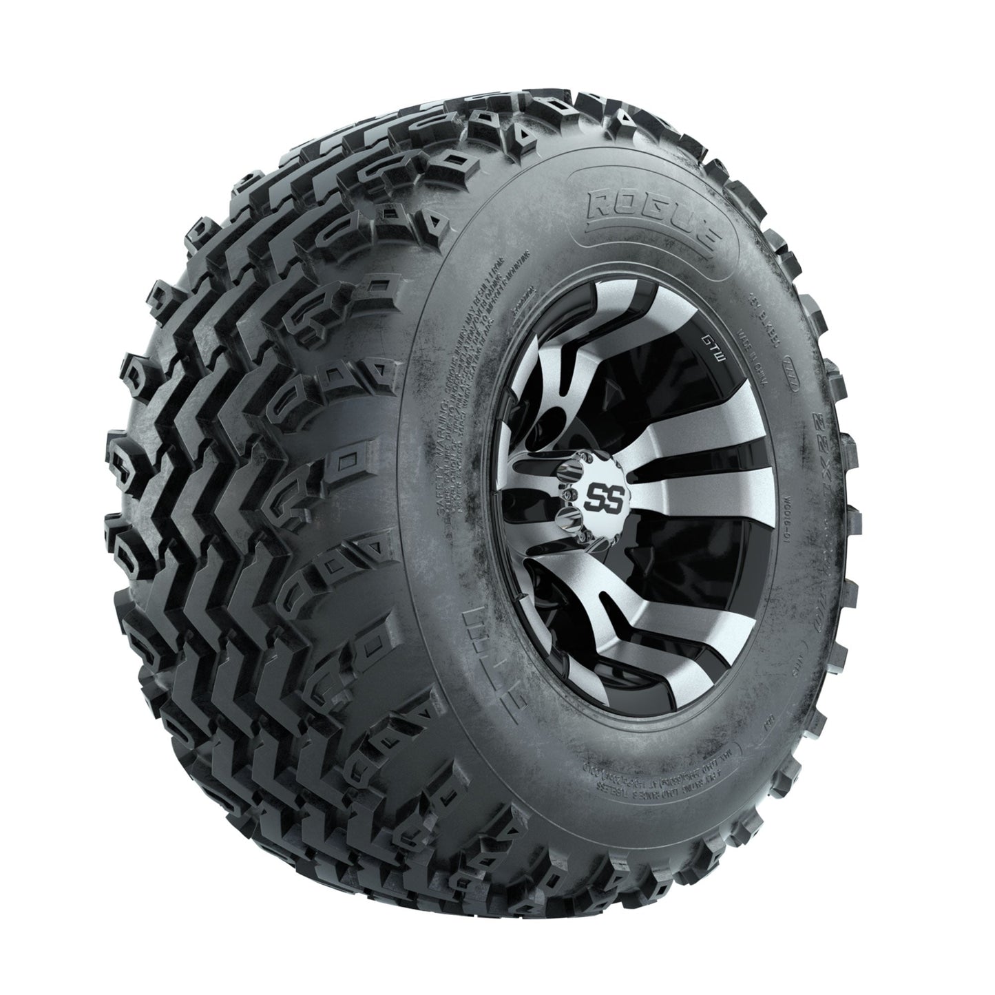 GTW Vampire Machined/Black 10 in Wheels with 22x11.00-10 Rogue All Terrain Tires Full Set