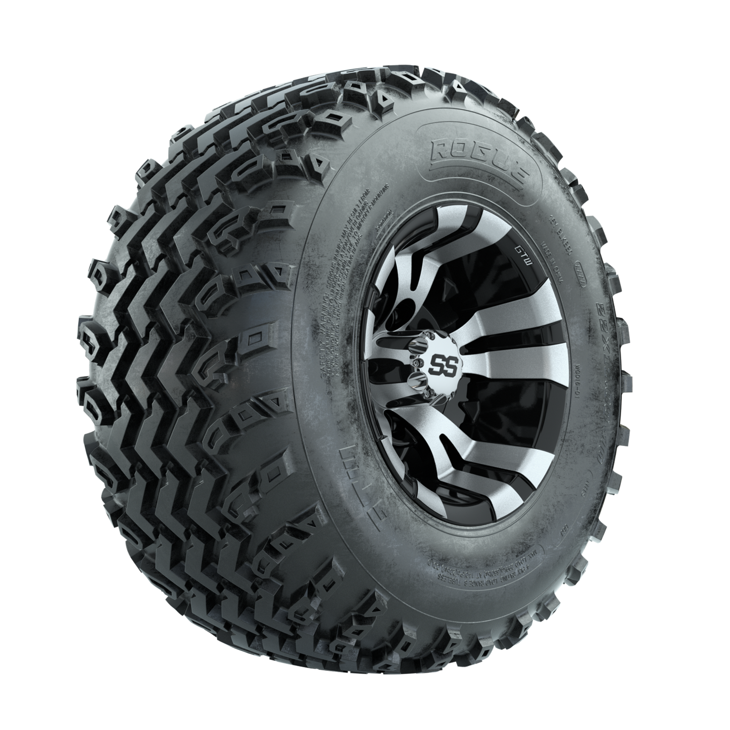 GTW Vampire Machined/Black 10 in Wheels with 22x11.00-10 Rogue All Terrain Tires Full Set