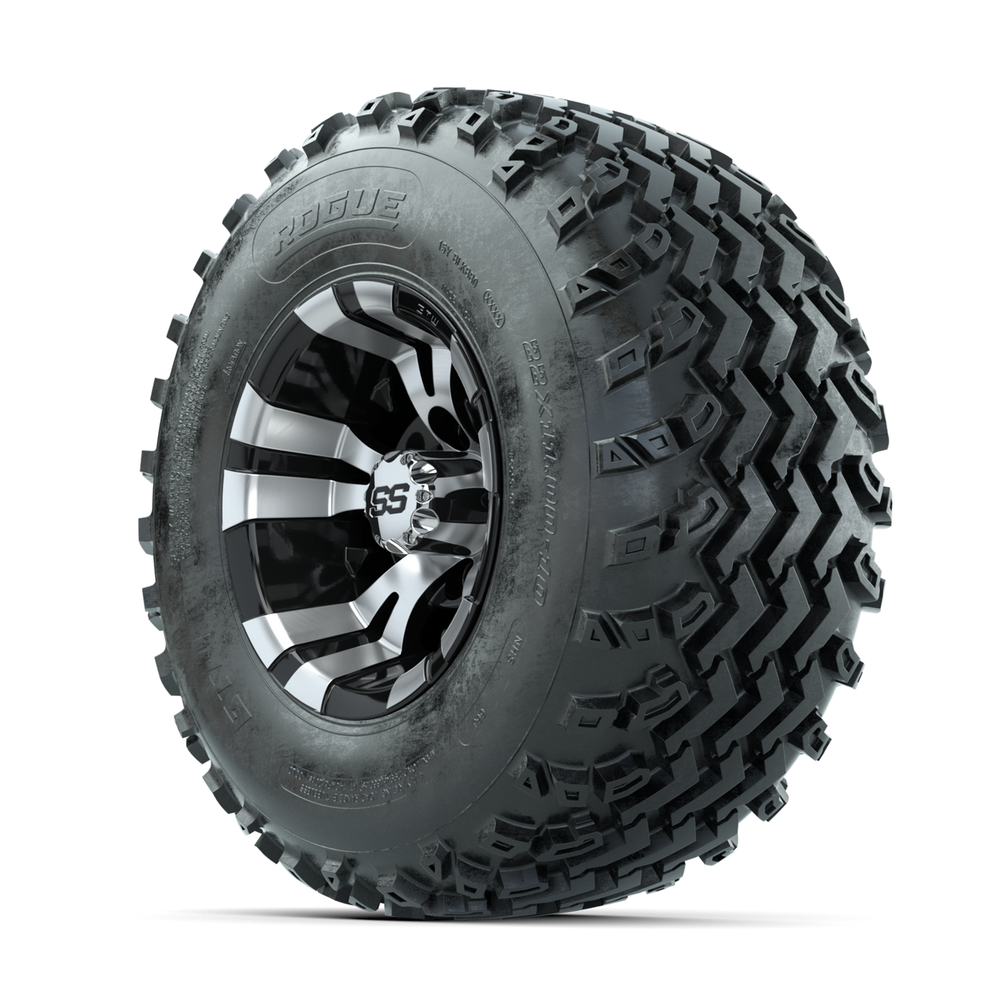GTW Vampire Machined/Black 10 in Wheels with 22x11.00-10 Rogue All Terrain Tires Full Set