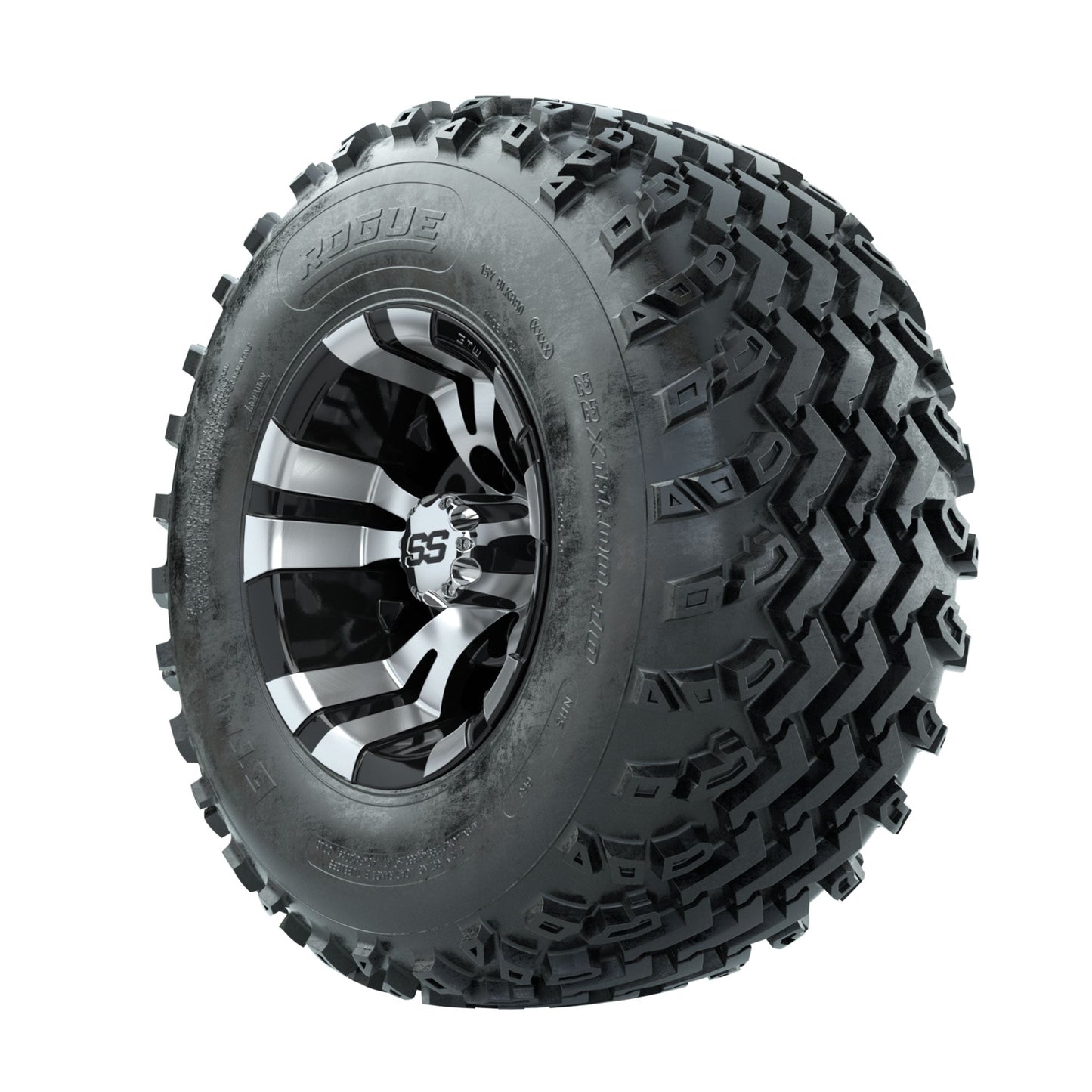 GTW Vampire Machined/Black 10 in Wheels with 22x11.00-10 Rogue All Terrain Tires Full Set