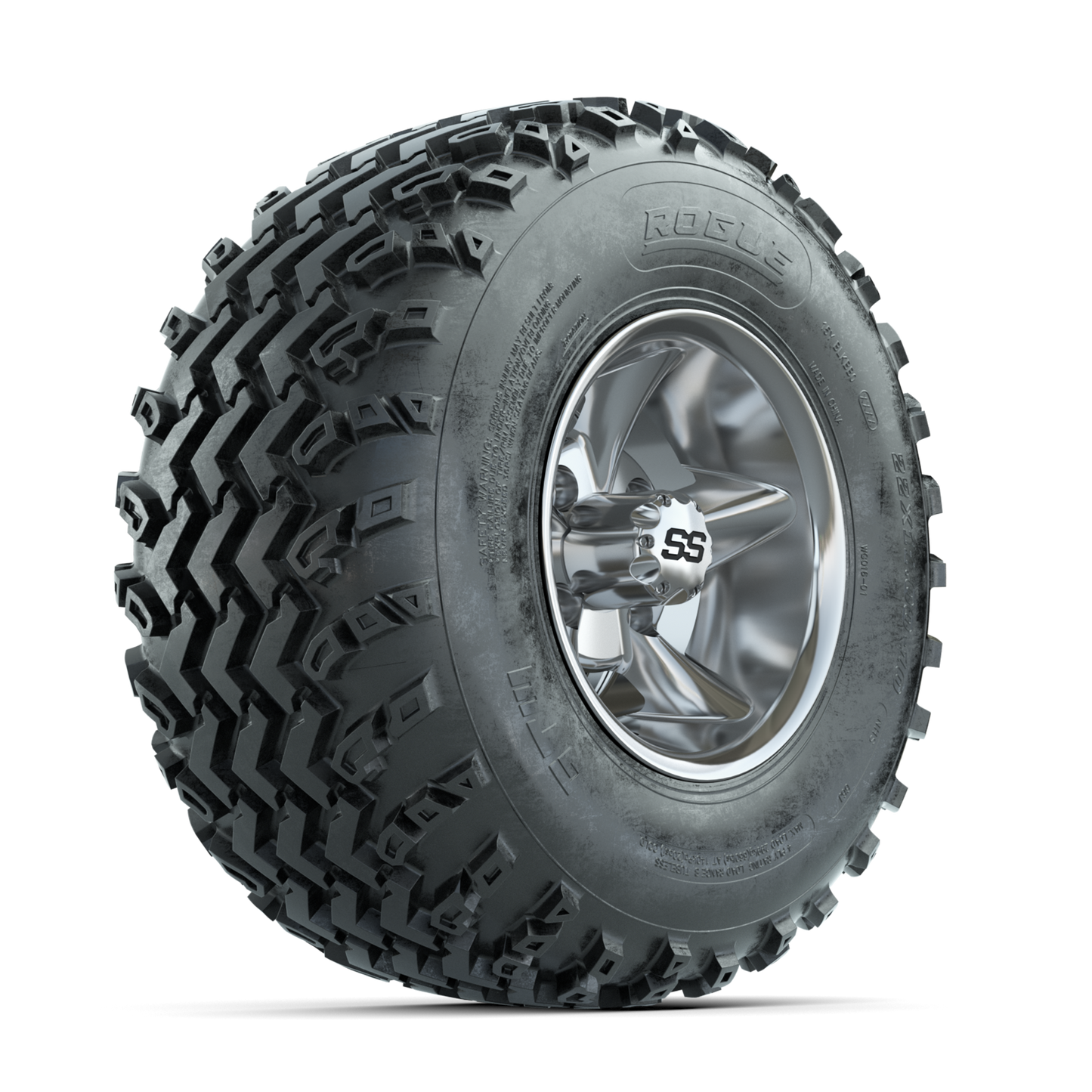 GTW Godfather Chrome 10 in Wheels with 22x11.00-10 Rogue All Terrain Tires Full Set