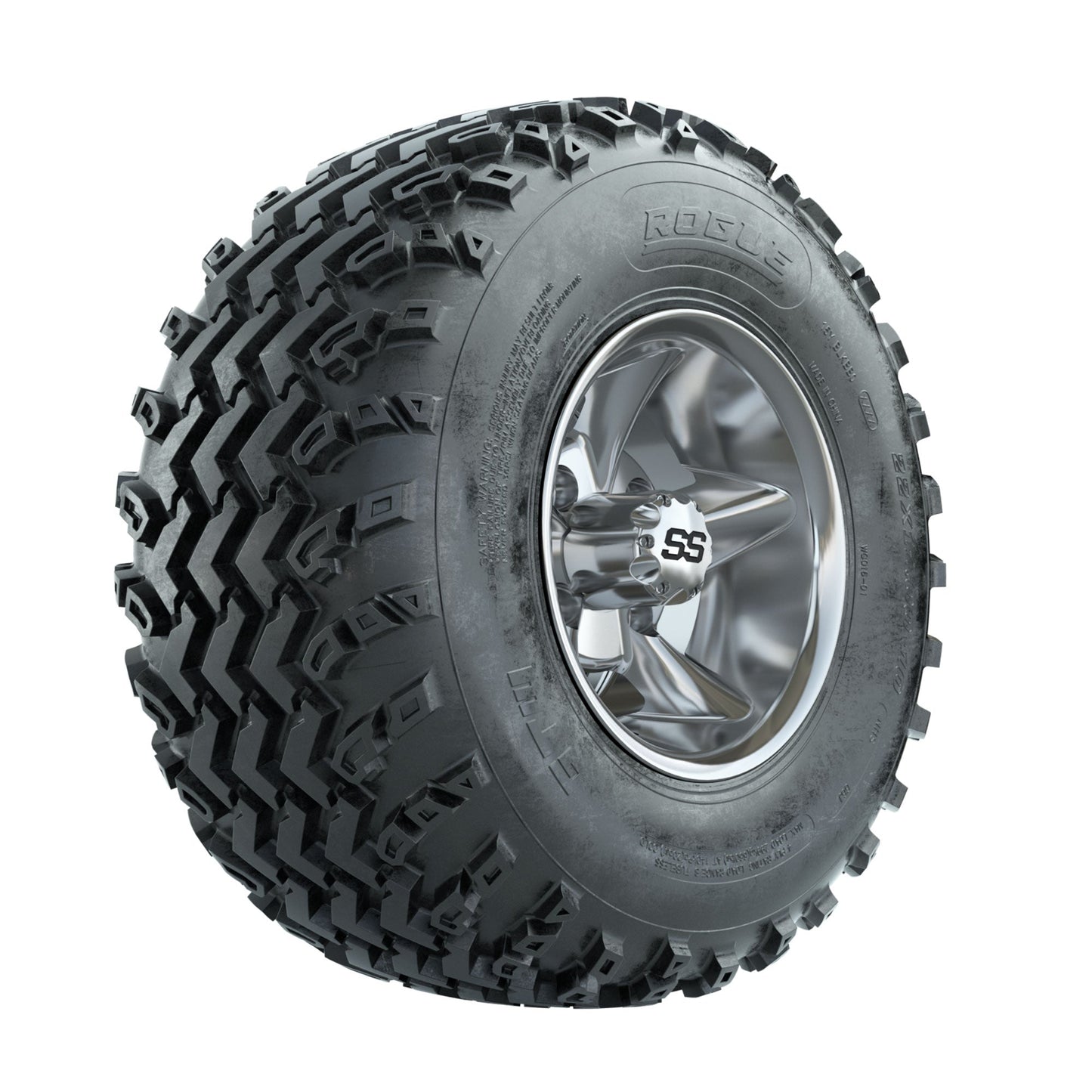 GTW Godfather Chrome 10 in Wheels with 22x11.00-10 Rogue All Terrain Tires Full Set