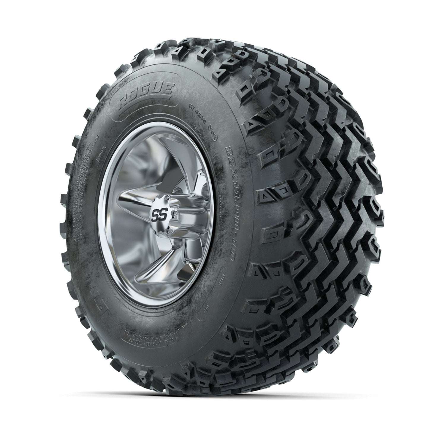 GTW Godfather Chrome 10 in Wheels with 22x11.00-10 Rogue All Terrain Tires Full Set