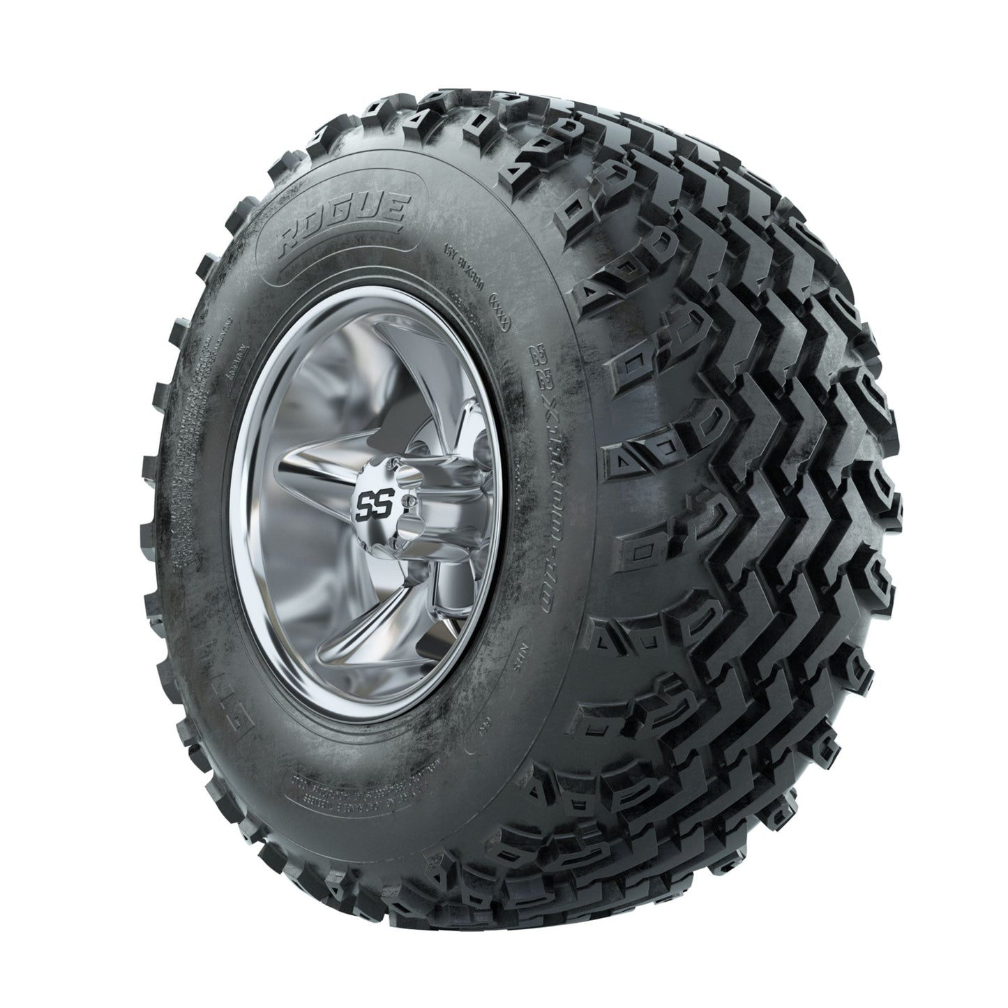GTW Godfather Chrome 10 in Wheels with 22x11.00-10 Rogue All Terrain Tires Full Set