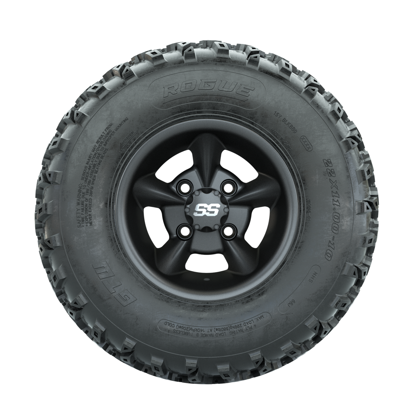 GTW Godfather Matte Grey 10 in Wheels with 22x11.00-10 Rogue All Terrain Tires Full Set