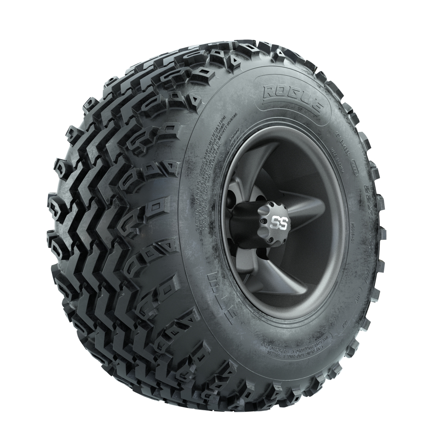 GTW Godfather Matte Grey 10 in Wheels with 22x11.00-10 Rogue All Terrain Tires Full Set