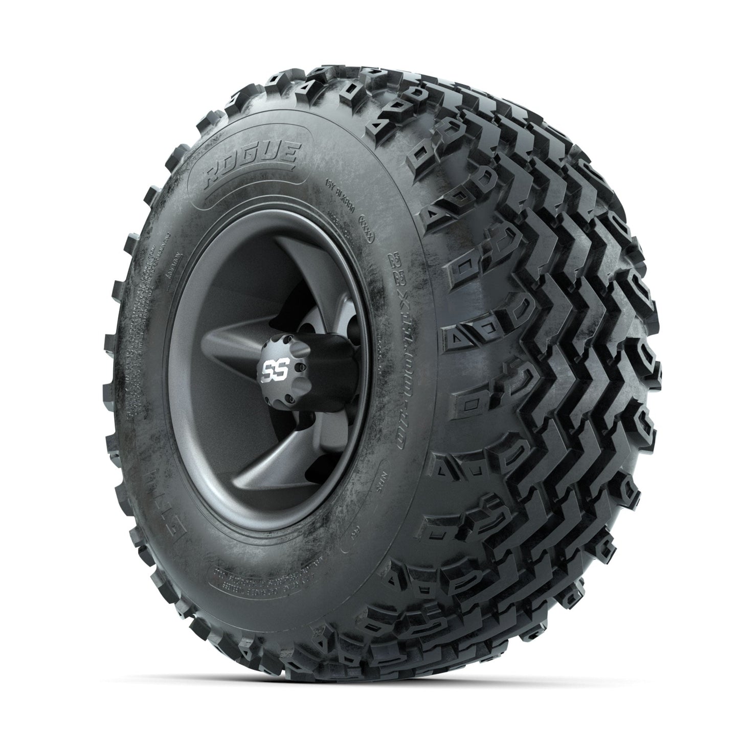 GTW Godfather Matte Grey 10 in Wheels with 22x11.00-10 Rogue All Terrain Tires Full Set