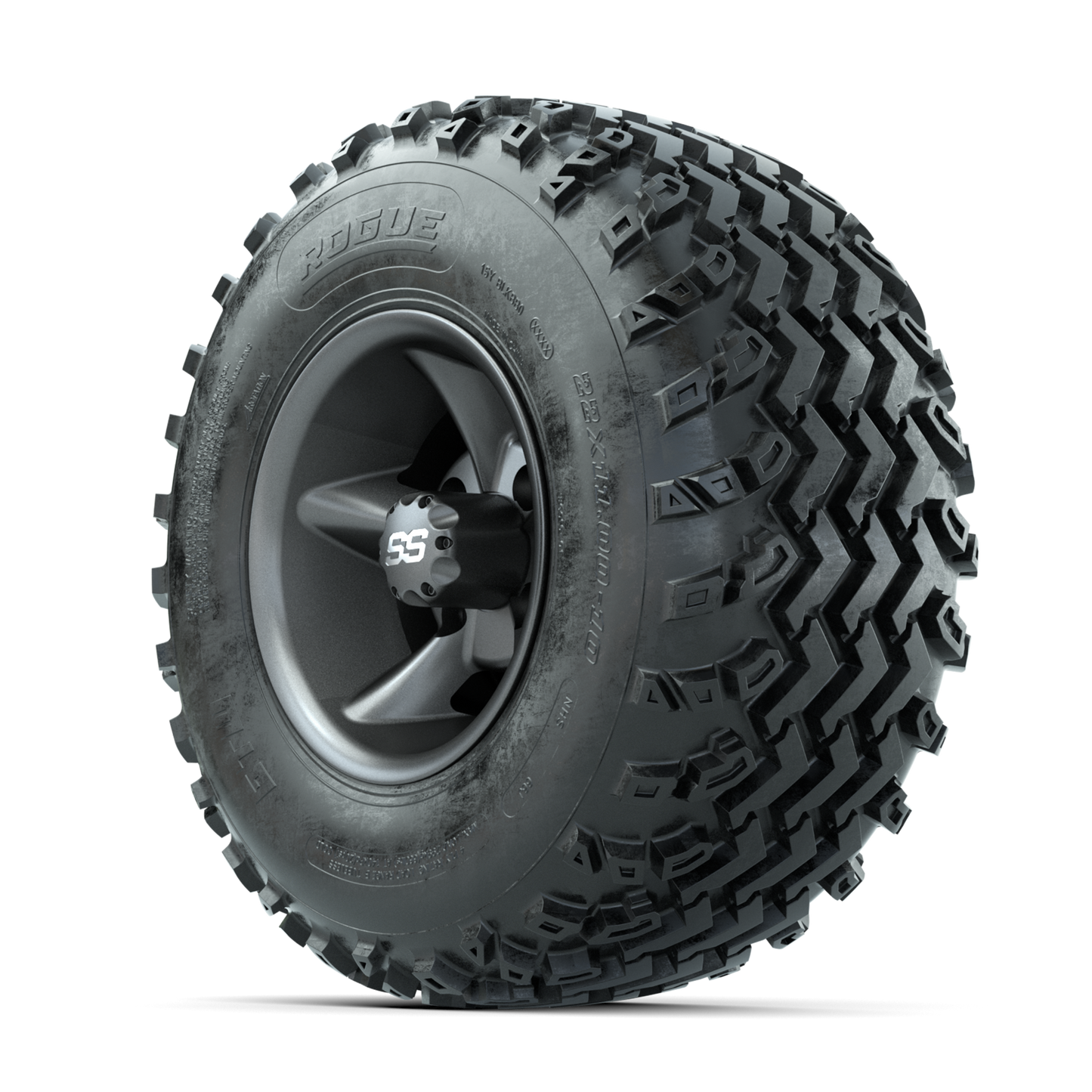 GTW Godfather Matte Grey 10 in Wheels with 22x11.00-10 Rogue All Terrain Tires Full Set