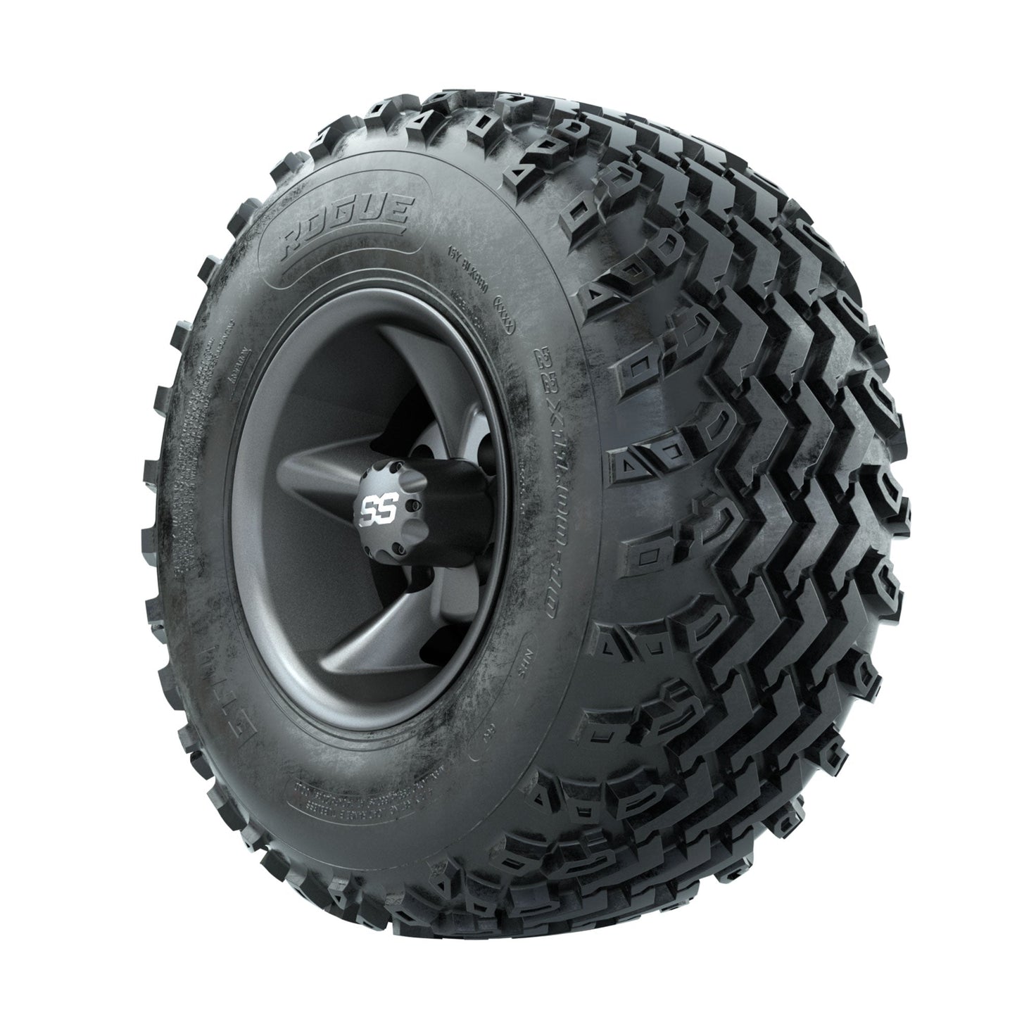 GTW Godfather Matte Grey 10 in Wheels with 22x11.00-10 Rogue All Terrain Tires Full Set