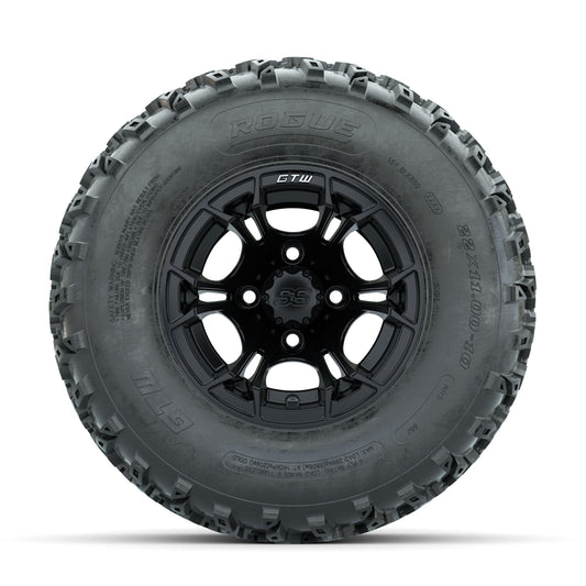 GTW Spyder Matte Black 10 in Wheels with 22x11.00-10 Rogue All Terrain Tires Full Set