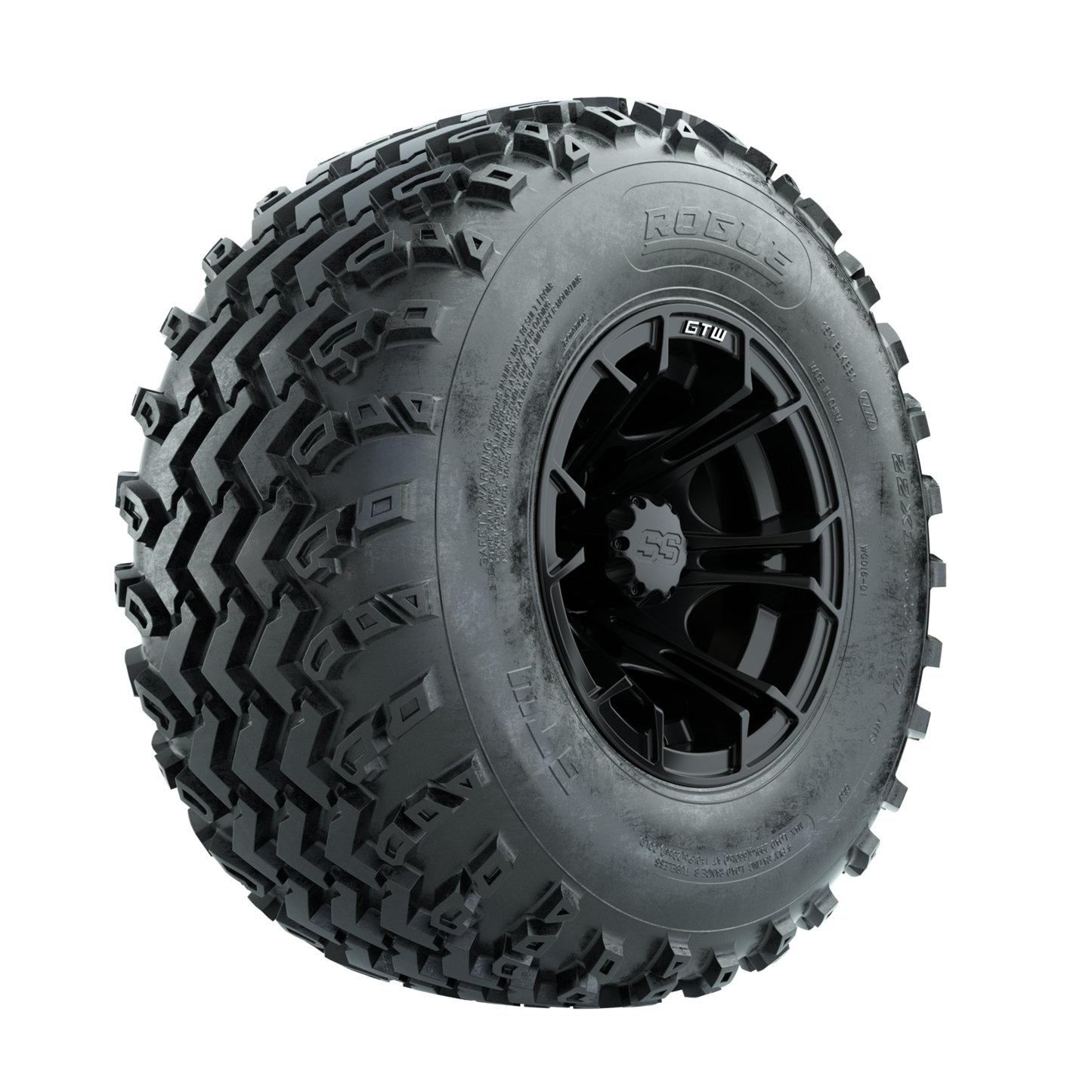 GTW Spyder Matte Black 10 in Wheels with 22x11.00-10 Rogue All Terrain Tires Full Set