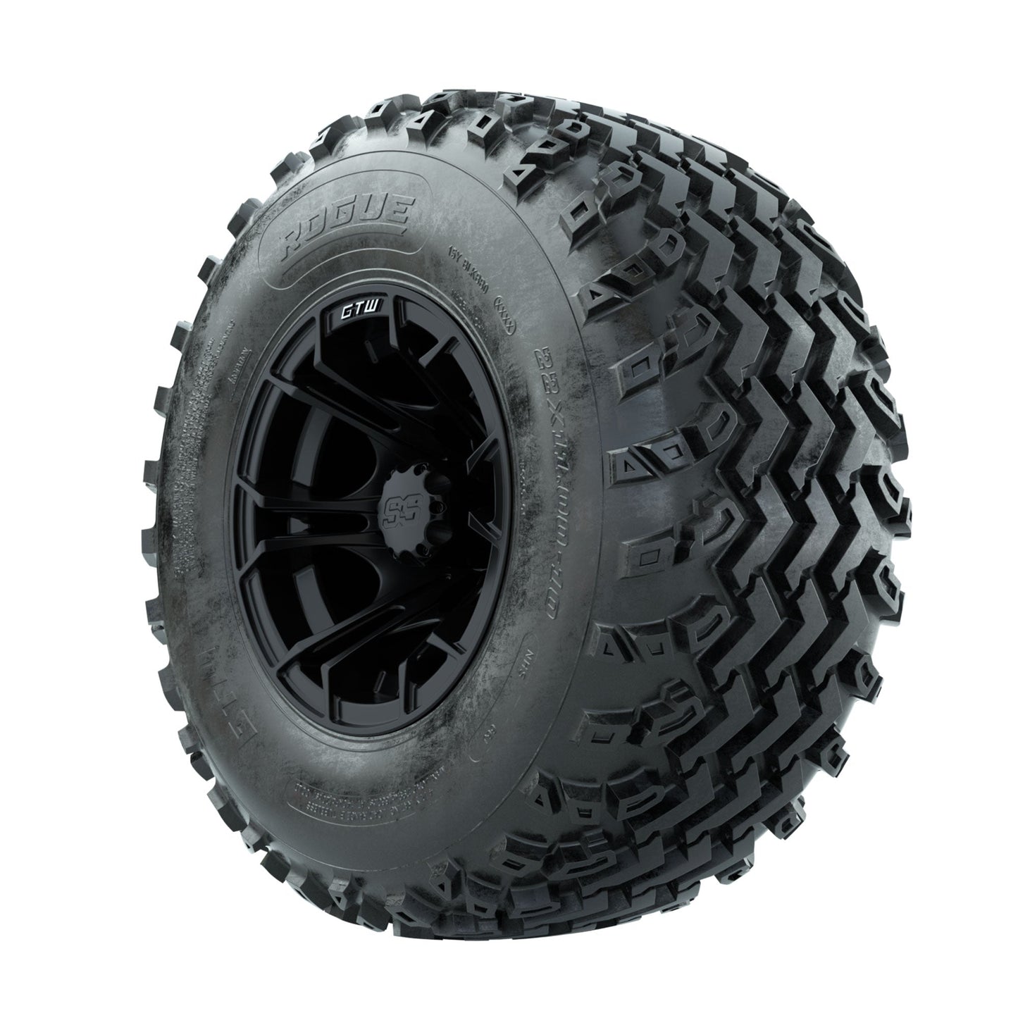 GTW Spyder Matte Black 10 in Wheels with 22x11.00-10 Rogue All Terrain Tires Full Set