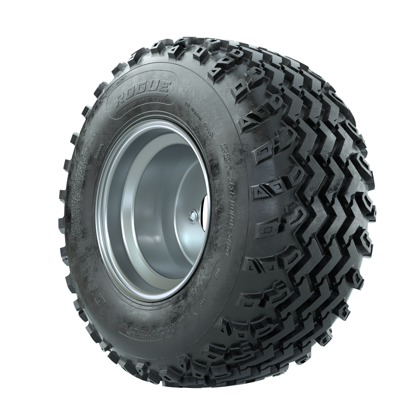 GTW Steel Silver 3:5 Offset 10 in Wheels with 22x11.00-10 Rogue All Terrain Tires Full Set
