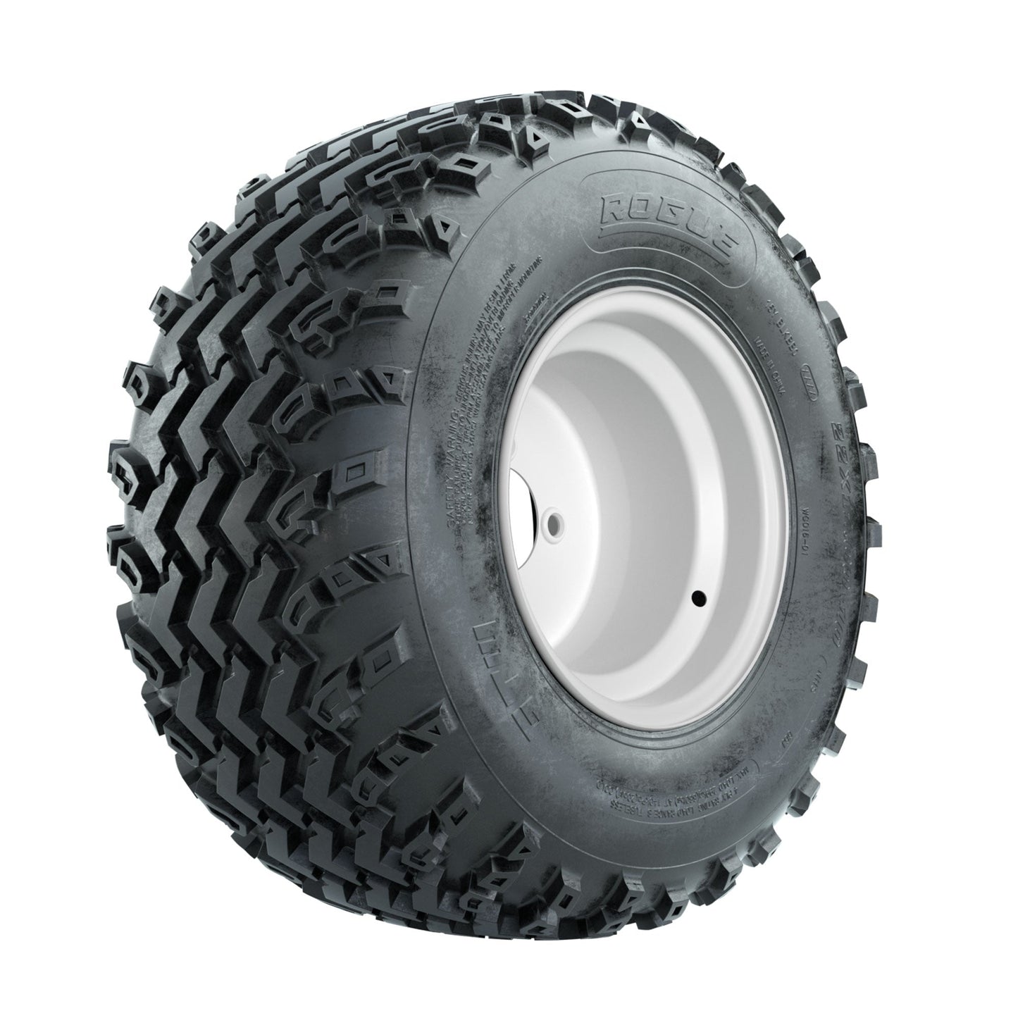 GTW Steel White 3:5 Offset 10 in Wheels with 22x11.00-10 Rogue All Terrain Tires Full Set
