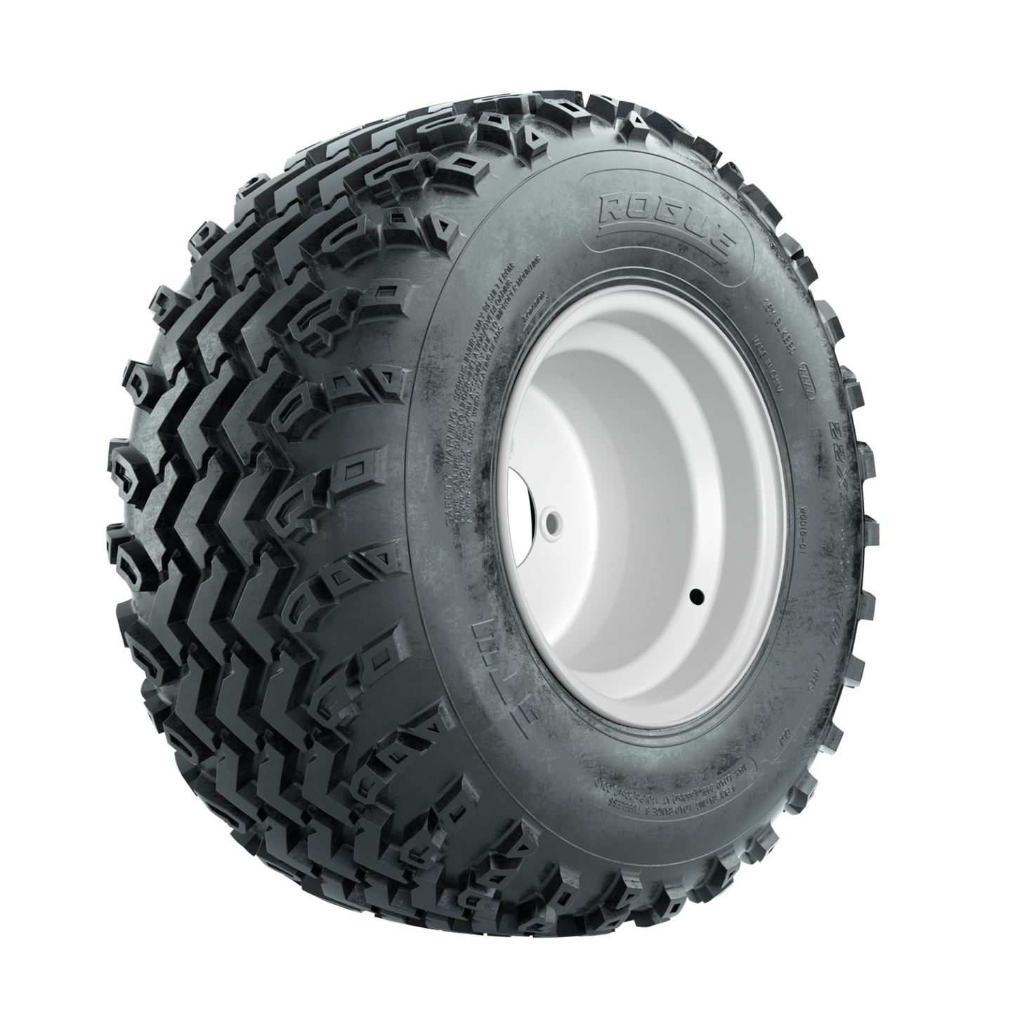 GTW Steel White 3:5 Offset 10 in Wheels with 22x11.00-10 Rogue All Terrain Tires Full Set