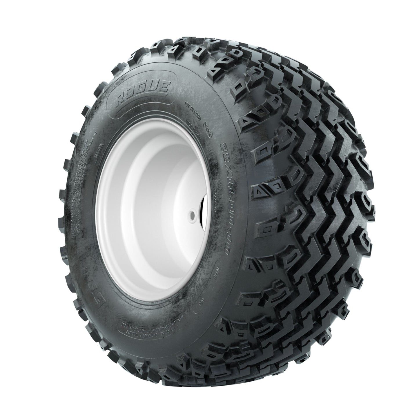 GTW Steel White 3:5 Offset 10 in Wheels with 22x11.00-10 Rogue All Terrain Tires Full Set