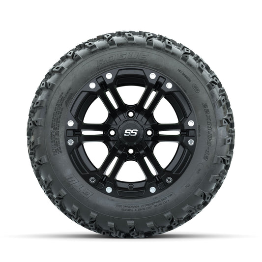 GTW Specter Matte Black 12 in Wheels with 22x11.00-12 Rogue All Terrain Tires Full Set